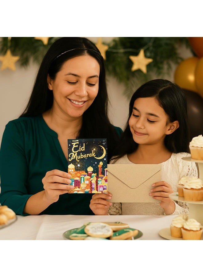 مجموعة بطاقات تهنئة عيد مبارك مكونة من 6 قطع، تصميمات مسجد، بطاقات رمضان سوداء مع مغلفات، تشكيلة بطاقات فارغة، هدايا تهنئة للعطلات الدينية لمستلزمات تزيين الحفلات الإسلامية الإسلامية - Image 5